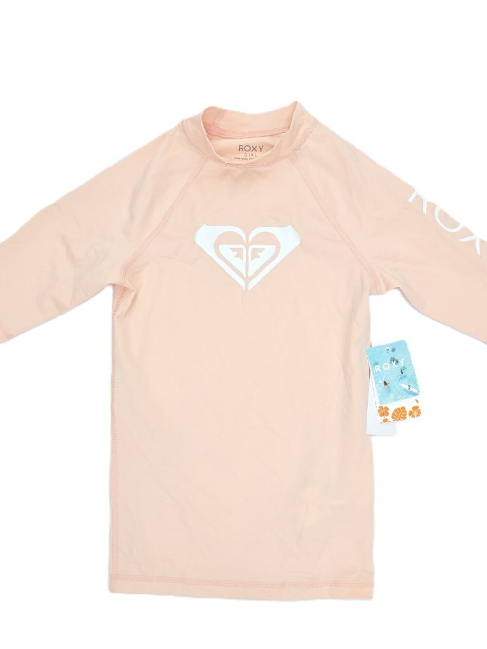 Roxy Girl Rash Guard Shirt Girls Large 12 Whole Hearted 3/4 Sleeve UV Protection